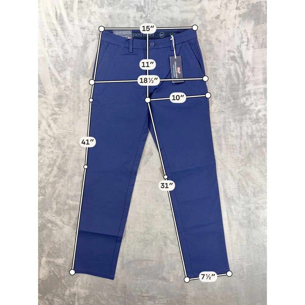 New Vineyard Vines OTG Slim Pants Mens Size 28x32 Navy Blue Chino Performance